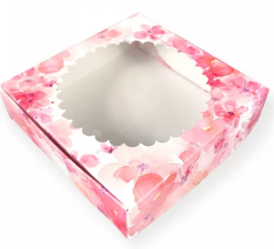 Изображение Коробка для пряников и печенья Цветы розовые, 115*115*30 мм